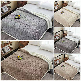 Плед-ковдра з об’ємним візерунком на штучній овчині 200х230см (двуспальне)