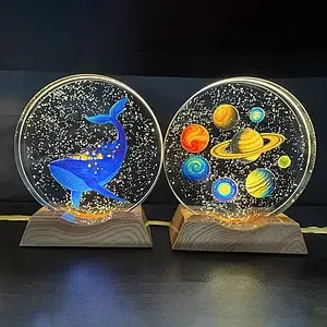 Хрустальний 3D-нічник 8х8 см з підсвіткою Планети, фото 1