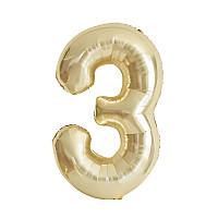 Кулька цифра 3 фольгована 40 дюймів шампань