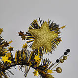 Новорічний обруч для дітей від 3 років із великими срібними зірками та срібною мішурою | Святковий дитячий аксесуар, фото 4