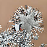 Новорічний обруч для дітей від 3 років із великими срібними зірками та срібною мішурою | Святковий дитячий аксесуар, фото 6