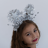 Новорічний обруч для дітей від 3 років із великими срібними зірками та срібною мішурою | Святковий дитячий аксесуар, фото 8