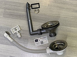 Зливна арматура ручна FRANKE з переливом. Євро сифон. Євро вентиль.