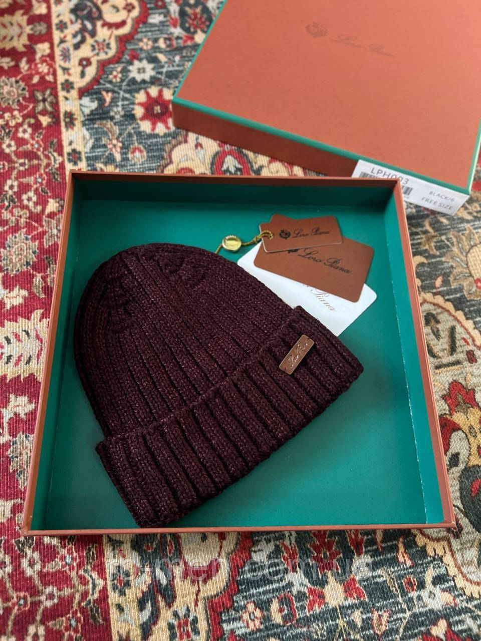 Шапка чоловіча Loro Piana коричнева бавовняна, фото 1