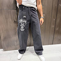 Чоловічі джинси Stussy темно-сірі, вільний крій, оверсайз, Y2K стиль, преміальна якість