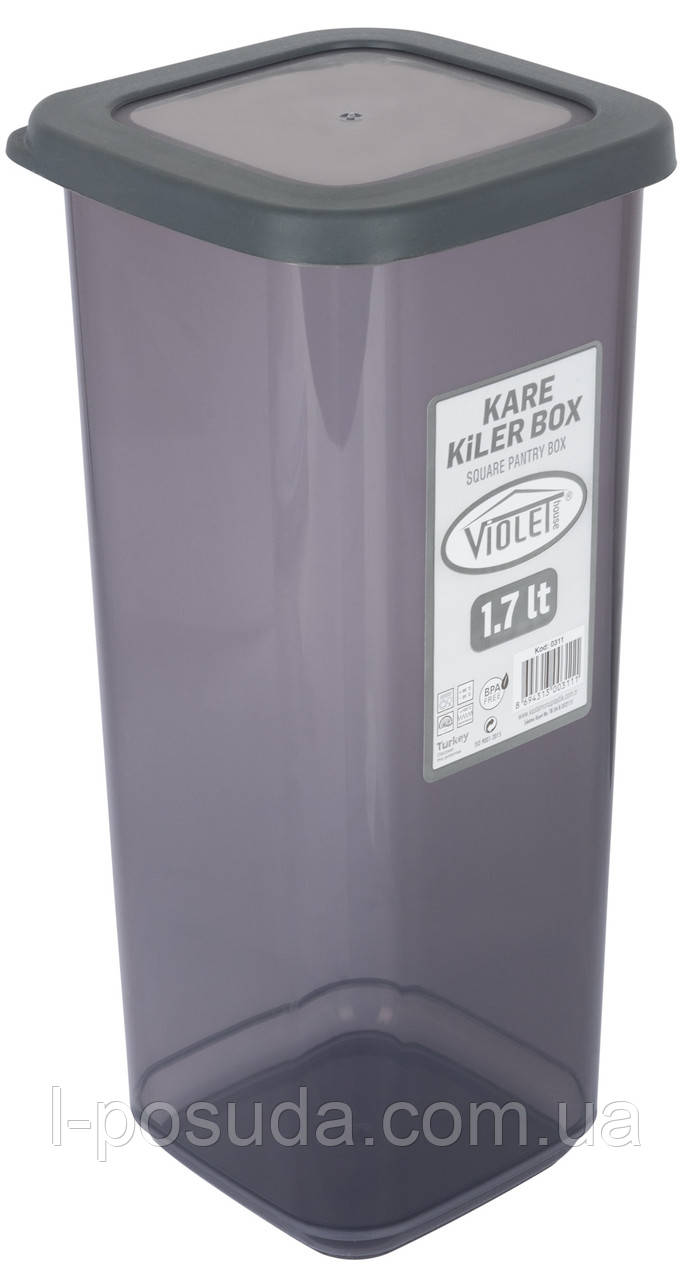 Контейнер для сипучих Violet House 0311 Transparent Black  1.7 л  (6859647), фото 1