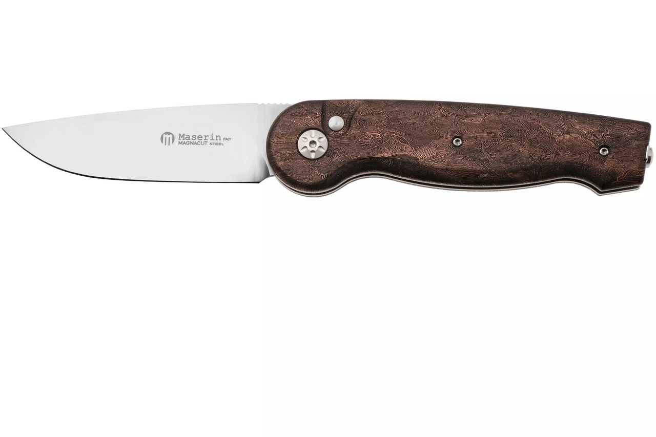 Ніж Maserin Summit, Magnacut, fat carbon, темно-кораловий 490/FCS