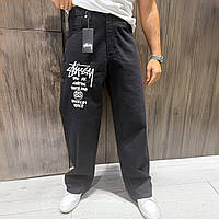 Чоловічі джинси Stussy чорні, вільний крій, оверсайз, Y2K стиль, преміальна якість