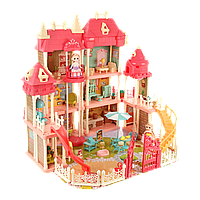 Будиночок для ляльок (3 поверхи, музика, світло, меблі, 2 ляльки, тваринки, в коробці) 6675