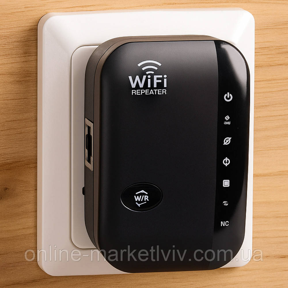 Підсилювач WiFi до 300 Мбіт/с, 2,4G, від мережі / Ретранслятор вай фай / Підсилювач вай фай / WiFi репітер, фото 1