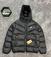 Чоловічий зимовий пуховик куртка Nike Storm-Fit black чорний з капюшоном короткий Найк спортивний теплий