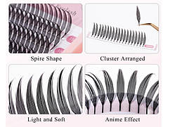 Накладні пучкові вії/Лучики/Пер'я/Анімі/ для приклеювання клеєм у домашніх умовах від 9 до 14 мм/278 шт 10