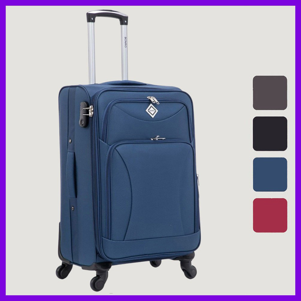 Дорожня тканинна валіза на колесах Bonro Tourist маленька (невелика) синя з висувною ручкою і кодовим замком