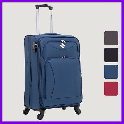 Дорожня тканинна валіза на колесах Bonro Tourist маленька (невелика) синя з висувною ручкою і кодовим замком, фото 1