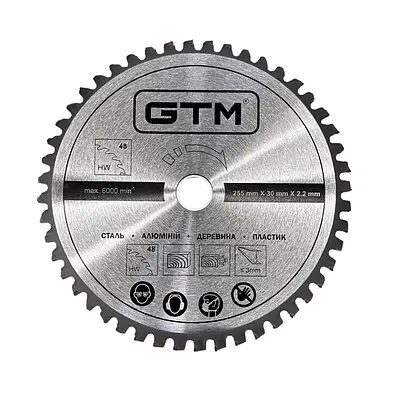 Диск пиляльний GTM 255х30мм Z48 універсальний