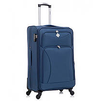 Дорожня тканинна валіза на колесах Bonro Tourist маленька (невелика) синя з висувною ручкою і кодовим замком, фото 2