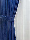 Оксамитові(велюрові) однотонні штори турецької якості. Колір: темно-синій, фото 8