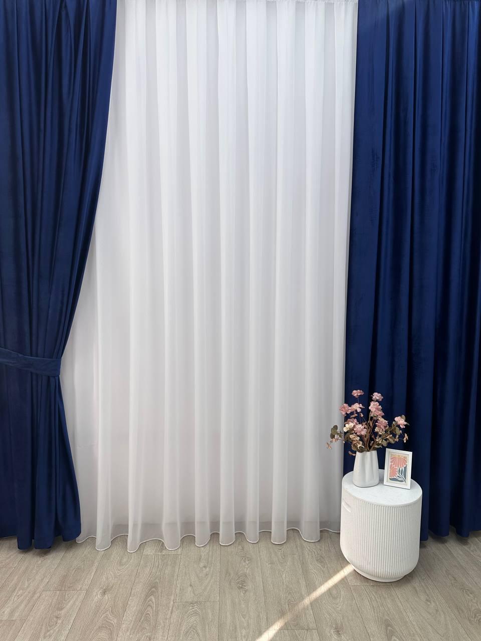 Оксамитові(велюрові) однотонні штори турецької якості. Колір: темно-синій, фото 1