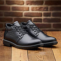 Чоловічі зимові шкіряні туфлі в класичному стилі, теплі чорні туфлі з хутром усередині для чоловіків