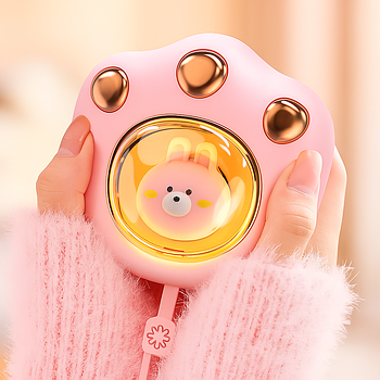 Електрична грілка для рук Котяча лапка, USB, Рожева / Міні обігрівач для рук / Кишеньковий обігрівач / Електрогрілка