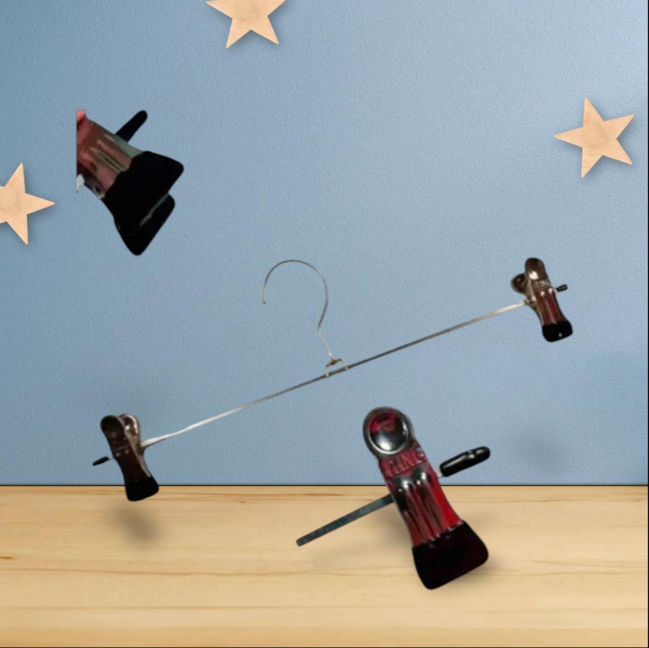 Вішалки плічки тремпеля дитячі 28 см з прорезиновими прищіпками металеві уп. 10 шт, фото 1