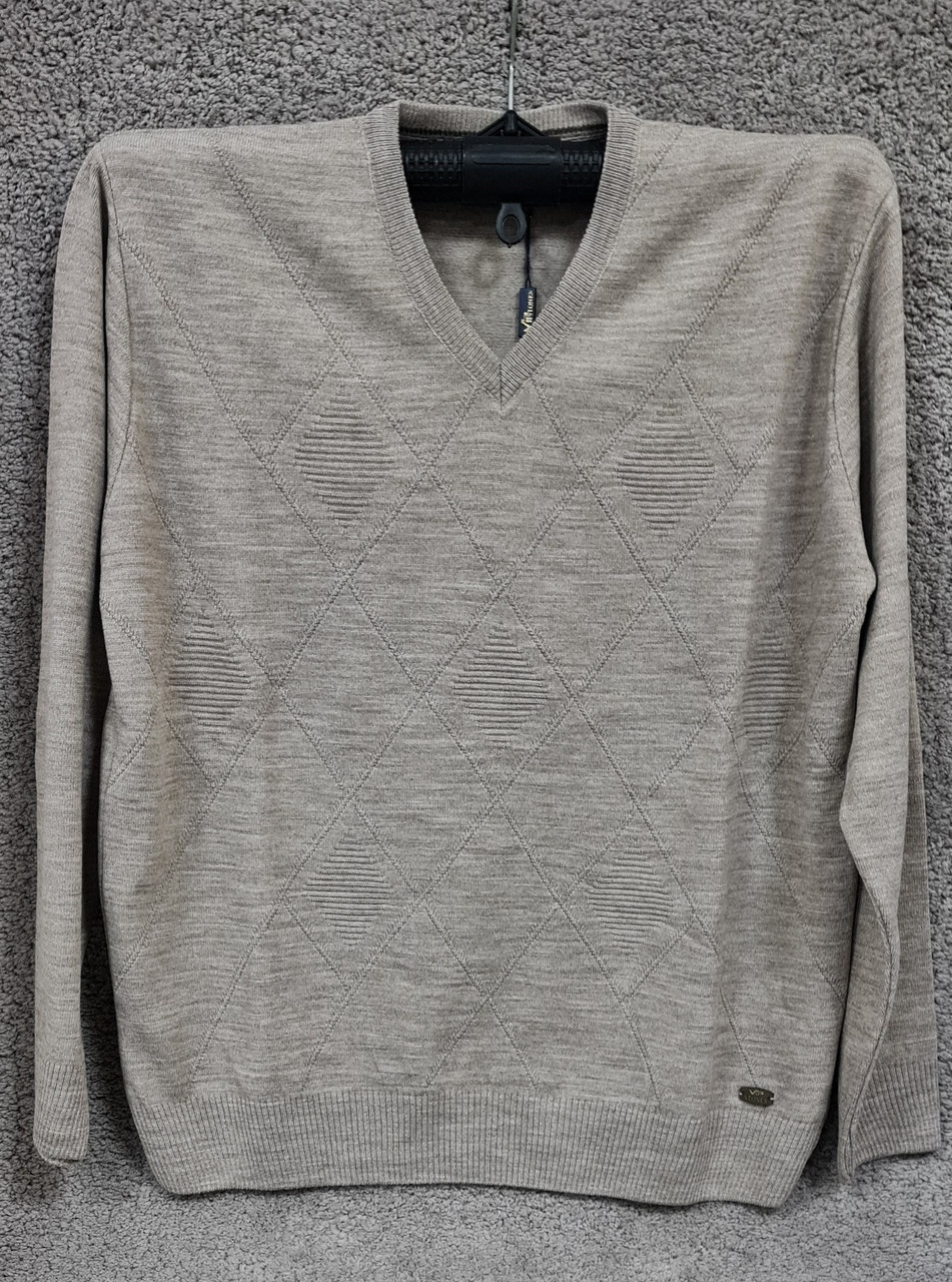 Светр чоловічий демісезонний великих розмірів із коміром мис батал бежевий розмір 3XL-5XL