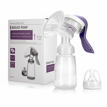 Молоковідсмоктувач ручний із соскою для годування, 150 мл, BPA Free / Ручний молоковідсмоктувач з пляшкою для годування