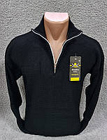 Светр чоловічий Triko теплий на блискавці комір стійка чорний