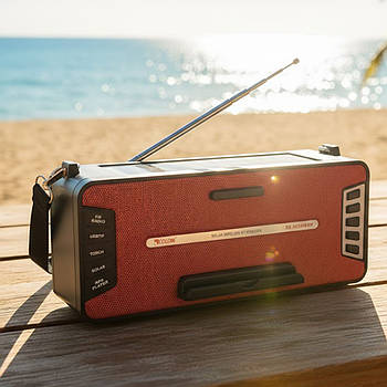 Портативна Bluetooth-колонка із сонячною панеллю, FM, USB, SD, GOLON RX-S2618BTS / Блютуз колонка з підставкою для телефону