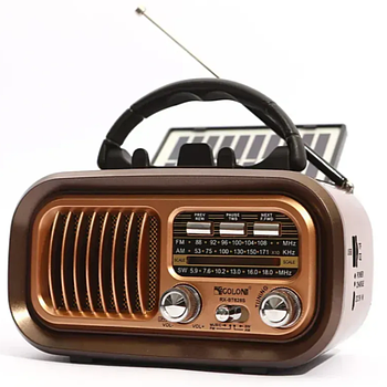 Радіоприймач із сонячною панеллю та акумулятором, USB, SD-карта RX-BT628S / Аналоговий радіоприймач акумуляторний