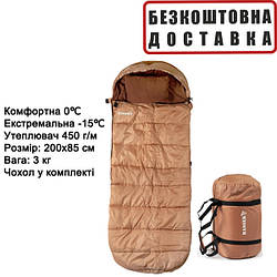 Спальний мішок Ranger 4 season Brown RA-5515B зимовий з чохлом та подушкою теплий