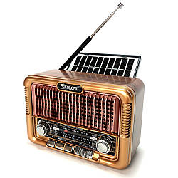 Ретро радіоприймач із сонячною панеллю та Bluetooth, USB, SD, GOLON RX-BT6060S / Портативний радіоприймач акумуляторний