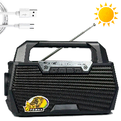Радіоприймач на сонячній батареї з Bluetooth, GOLON RX-BT806SD / Портативне акумуляторне радіо з ліхтариком