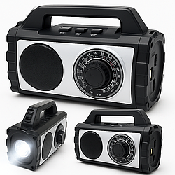 Портативний радіоприймач на акумуляторі, USB та FM, 21×14×9.5 см, GOLON RX-68 / Радіо колонка / Приймач з ліхтариком