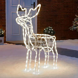 Світлодіодний олень з гірлянди, від мережі, 70см, дюралайт /  LED олень / Новорічна світлодіодна фігура олень
