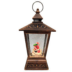 Новорічний ліхтар з ефектом снігопаду та мелодіям Санта на даху, USB, HC-D003 / Новорічний світильник / Декоративний нічник /