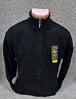 Кофта светр чоловічий Triko теплий на блискавці з кишенями та коміром-стійкою чорний