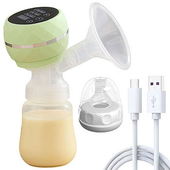 Електричний молоковідсмоктувач з соскою, 150 мл, від USB / Молоковідсмоктувач з пляшкою / Молоковідсмоктувач двофазний