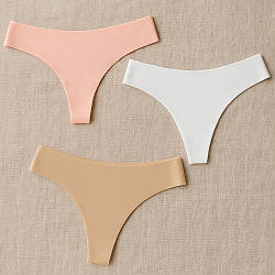 Набір жіночих безшовних стрінгів 3шт, розмір М / Жіночі трусики / Комплект безшовних трусів