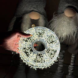 Гірлянда Роса-мішура від мережі, 30м, з пультом, 900LED, зелений дріт / Світлодіодна гірлянда / Новорічна гірлянда