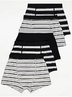 Дитячі труси боксери для хлопця George чорно-сірий в смужку комплект з 5 штук