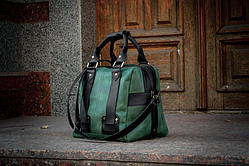 Сумка з кишенями для речей,подарунок на день вчителя,подарунок класному керівнику саквояж шкіряний зелений