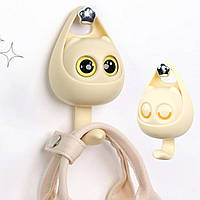 Настенный крючок для одежды, до 2кг, 10.5х6.1х4.5см, Бежевый / Мебельный крючок / Одинарный крючок для ключей