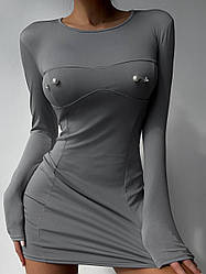 Трендова жіноча сукня міні з пірсингом тканина мікродайвінг Smbr9496