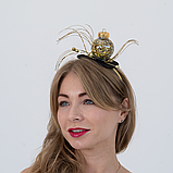 Елегантний новорічний обруч із золотою кулькою та золотими елементами — гламурний святковий аксесуар для дорослих, фото 2