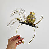 Елегантний новорічний обруч із золотою кулькою та золотими елементами — гламурний святковий аксесуар для дорослих, фото 9