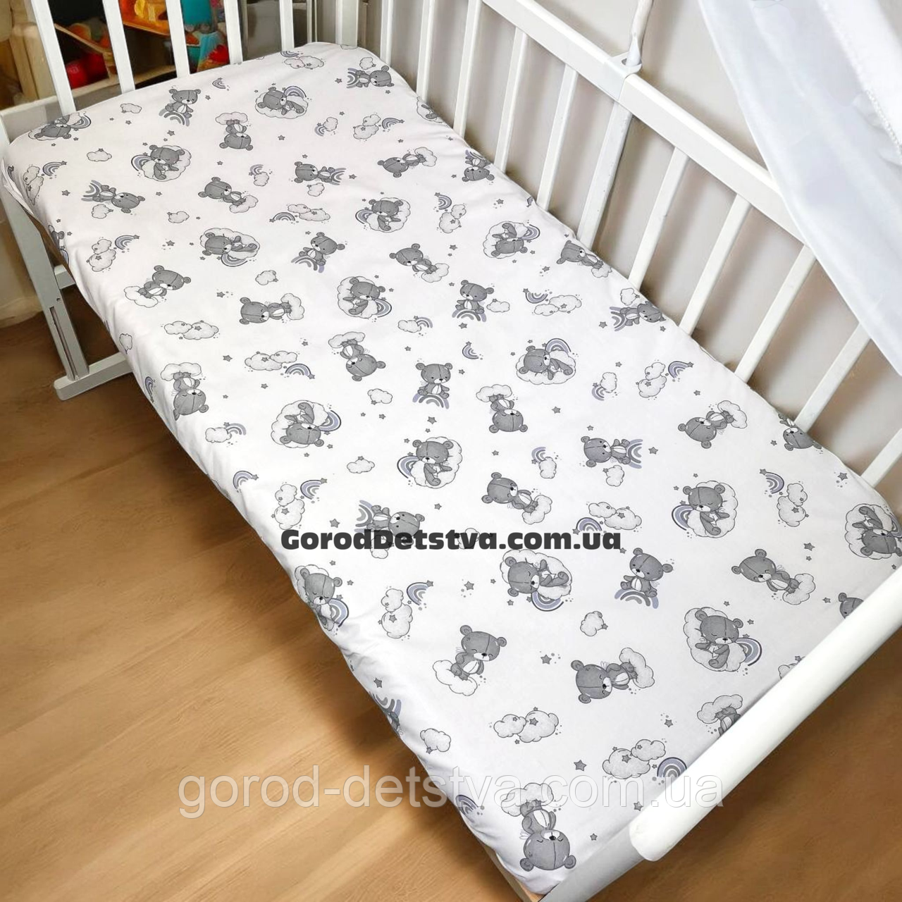 Простирадло на резинці в дитяче ліжечко 120*60 см матеріал бязь бавовна, фото 1