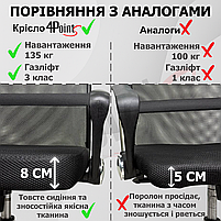 Крісло комп'ютерне 4Points Prestige стілець офісний з екошкіри сітки тканини хромована основа для роботи офісу дому Чорний, фото 7