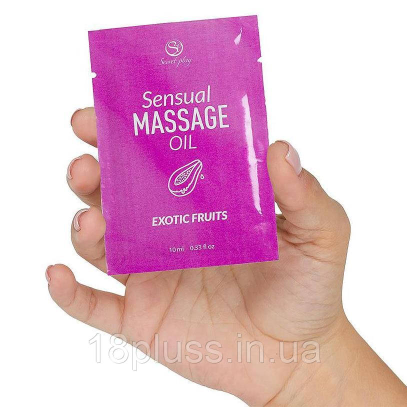 Чуттєва масажна олія з приємним ароматом тропічних фруктів Secret Play Sensual Massage Oil Exotic Fruits, 10 мл 🌺, фото 1