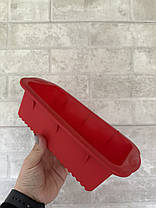 Пряма силіконова форма для випічки 25,5×13×7 см, термостійка, червоного кольору, фото 2